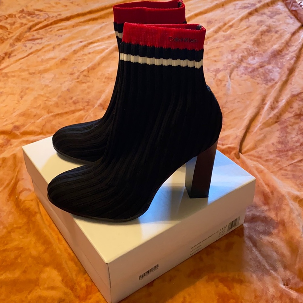 Women’s Calvin Klein Antonette Ribbed Stretch Knit Boot 8.5